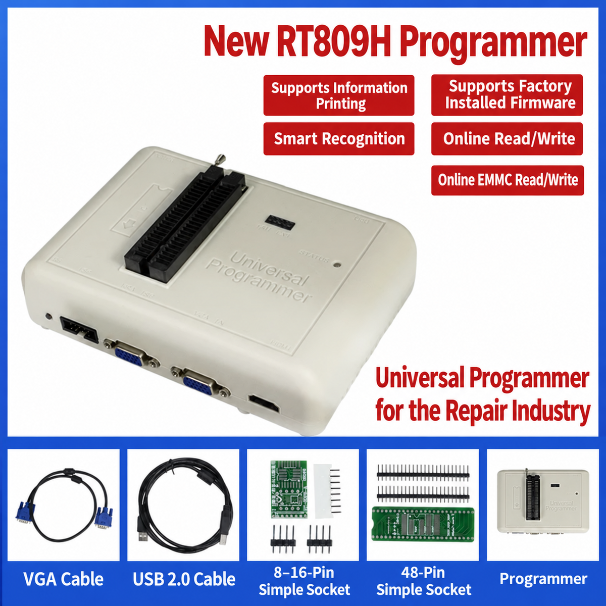 RT809HSE Programmer Laptop Desktop EMMC Online Read & Write ISP / NAND