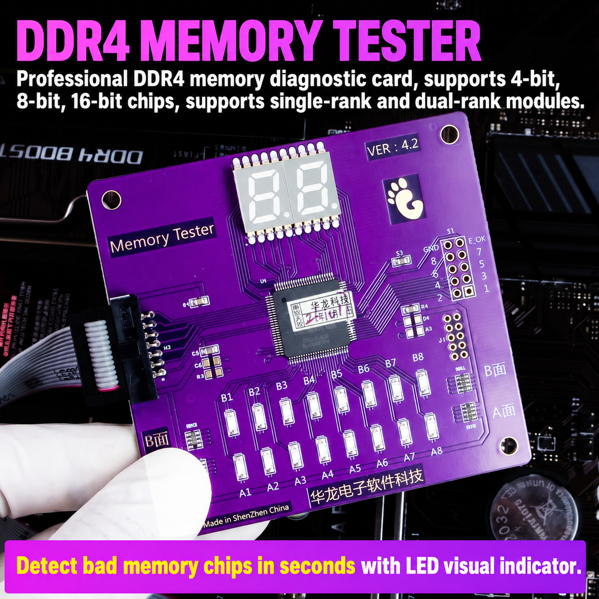 DDR4 RAM Tester Memory Repair Test Card No-boot Memory Fault Diagnosis