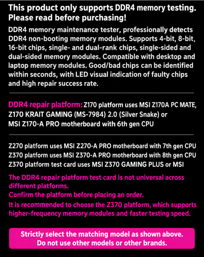 DDR4 RAM Tester Memory Repair Test Card No-boot Memory Fault Diagnosis