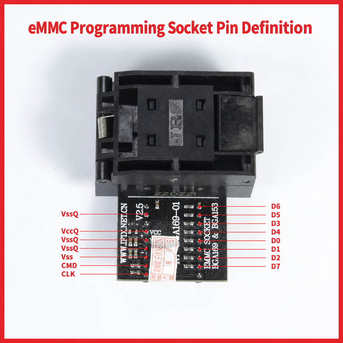 eMMC Socket Adapter, BGA169 BGA153 Read & Write Adapter